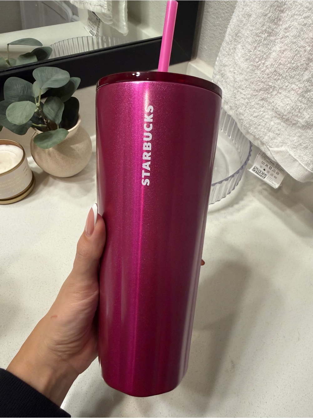 Starbucks Metallic Pink Tumbler with Straw